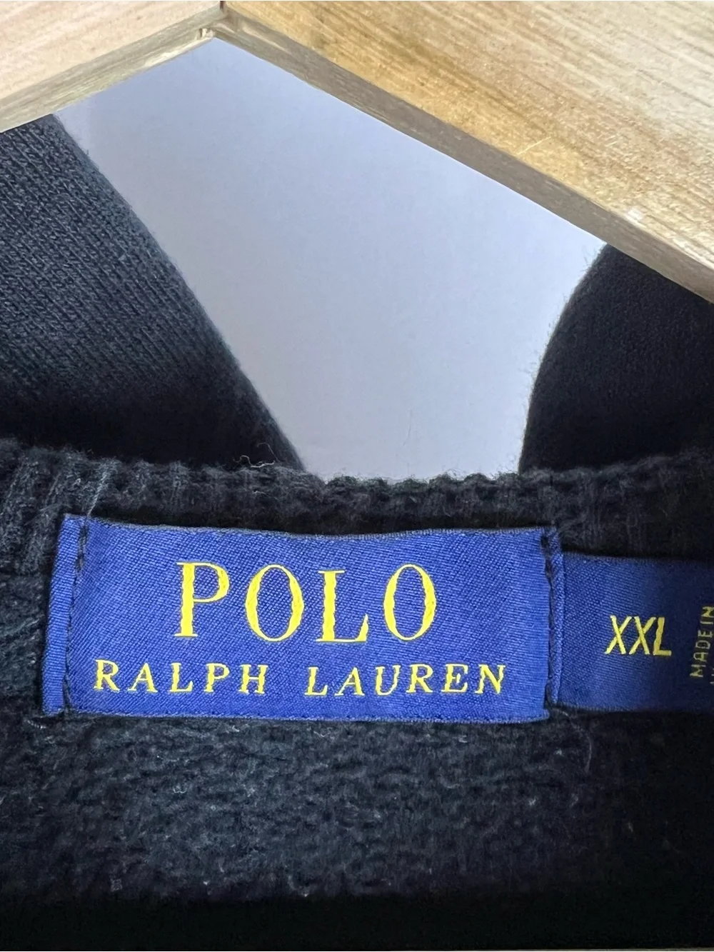 Polo Ralph Lauren Hoodie Mens 2XL Black Pony Full Zip Sweatshirt Heavy Cotton